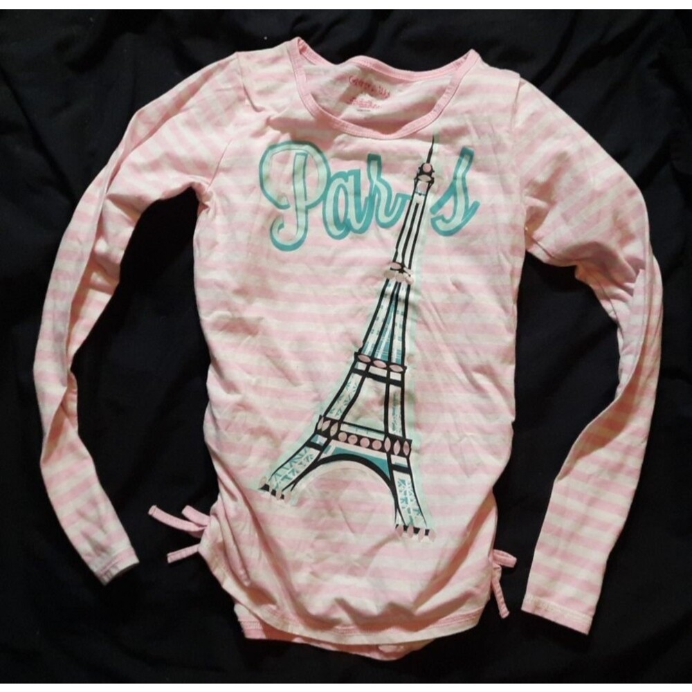 Colette Lilly 14/16  Girls Long Sleeve Striped Paris Pink & White Shirt